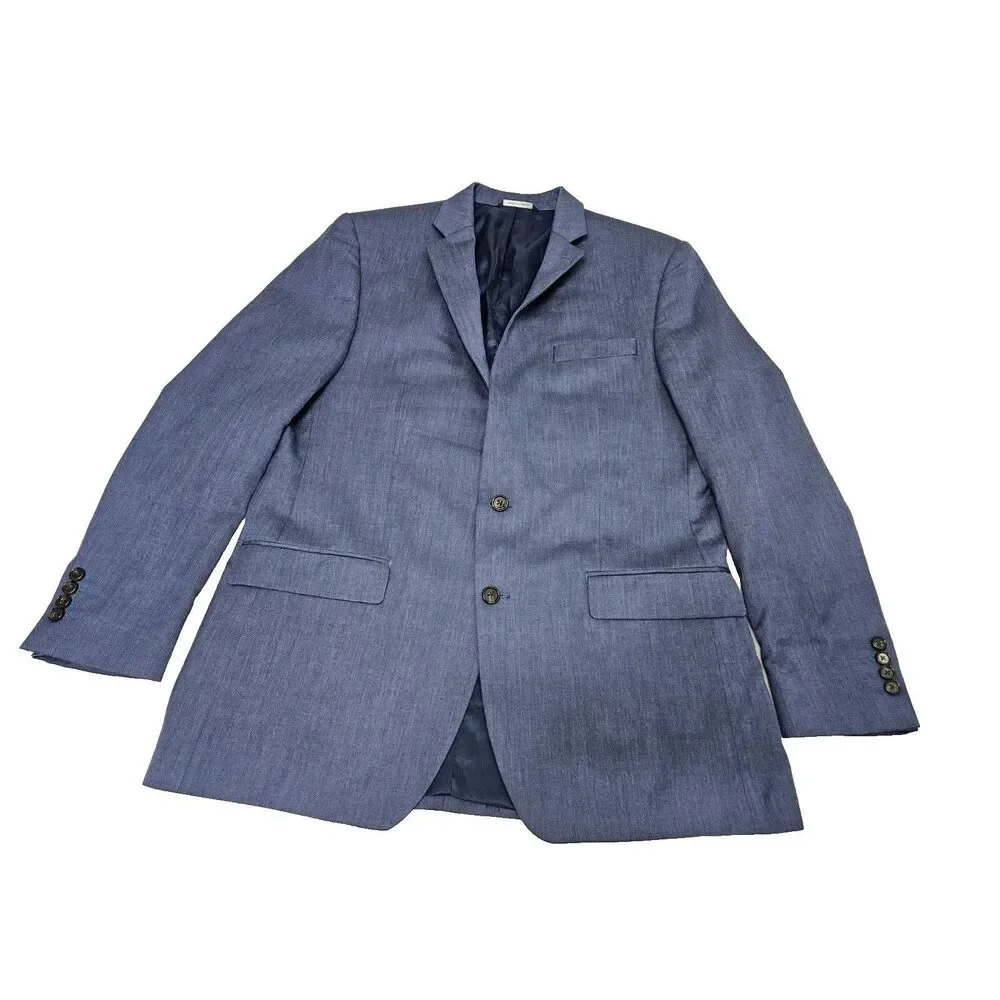 Ralph Lauren Blue Silk Wool Blend Sport Coat Blazer Suit Jacket Men's 42L